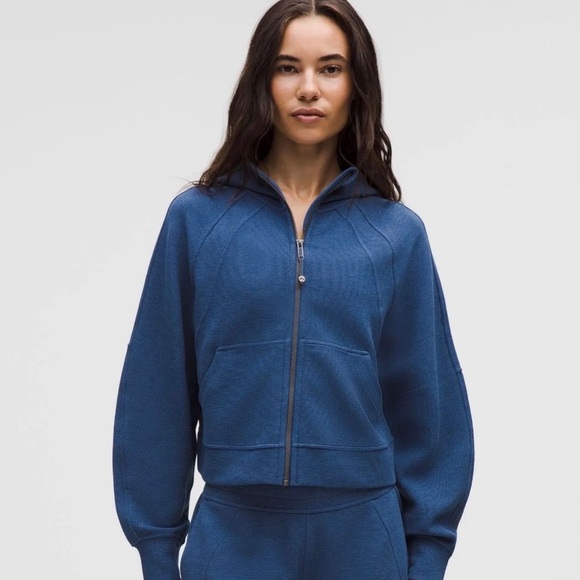 NWT Lululemon Scuba Oversized Full-Zip Hoodie Waffle Knit-Heather Twilled Bl M/L